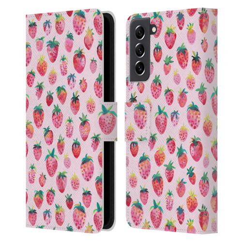 Ninola Mix Patterns Summer Strawberries Leather Book Wallet Case Cover For Samsung Galaxy S21 FE 5G