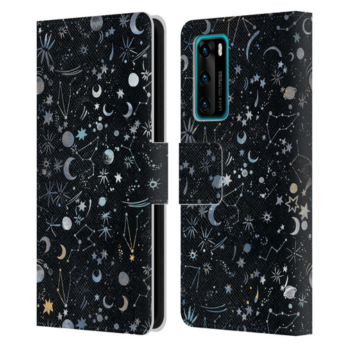 Ninola Patterns 4 Astrology Space Black Leather Book Wallet Case Cover For Huawei P40 5G