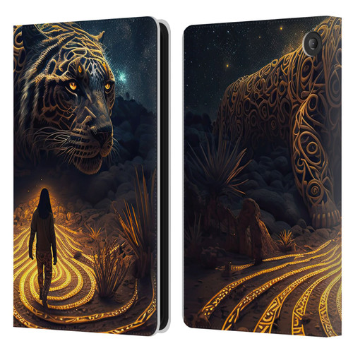 Shambhala Light Visionary Art Ethereal Graphics Big Cat Glow Leather Book Wallet Case Cover For Amazon Fire 7 2022