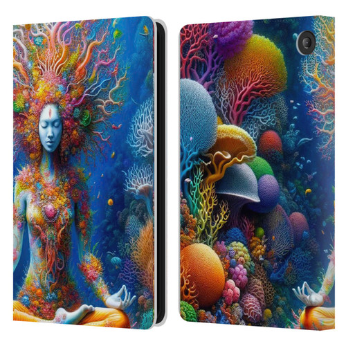 Shambhala Light Visionary Art Ethereal Graphics Colorful Coral Reef Leather Book Wallet Case Cover For Amazon Fire 7 2022