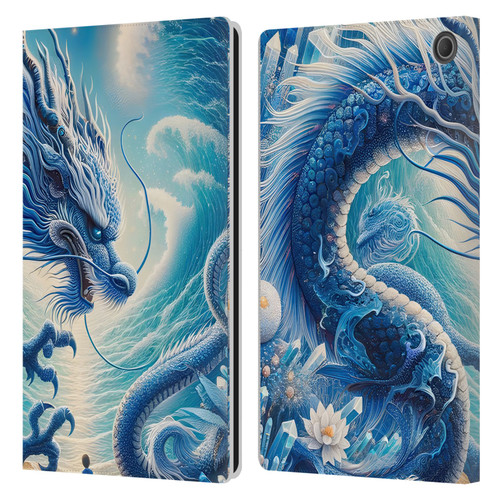 Shambhala Light Visionary Art Ethereal Graphics Blue Dragon Wave Leather Book Wallet Case Cover For Amazon Fire Max 11 2023
