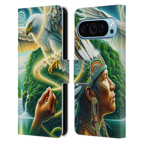 Shambhala Light Visionary Art Ethereal Graphics Daisy Leather Book Wallet Case Cover For Google Pixel 9 / Pixel 9 Pro