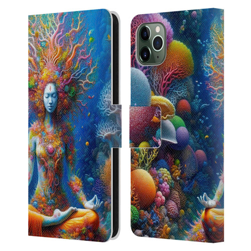 Shambhala Light Visionary Art Ethereal Graphics Colorful Coral Reef Leather Book Wallet Case Cover For Apple iPhone 11 Pro Max