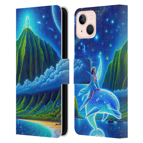 Shambhala Light Visionary Art Ethereal Graphics Dolphins In Dreams Leather Book Wallet Case Cover For Apple iPhone 13