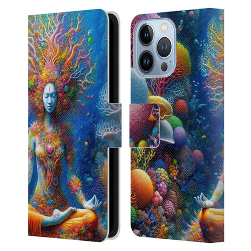Shambhala Light Visionary Art Ethereal Graphics Colorful Coral Reef Leather Book Wallet Case Cover For Apple iPhone 13 Pro