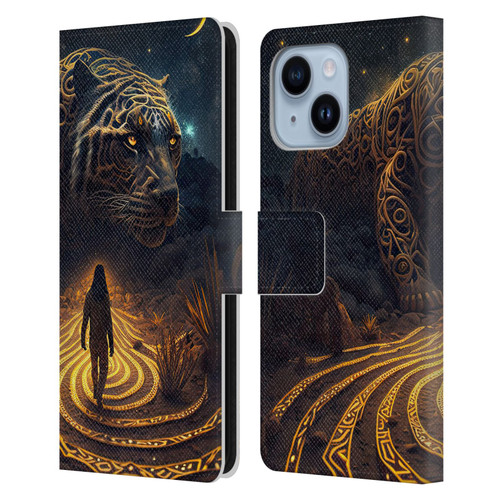 Shambhala Light Visionary Art Ethereal Graphics Big Cat Glow Leather Book Wallet Case Cover For Apple iPhone 14 Plus
