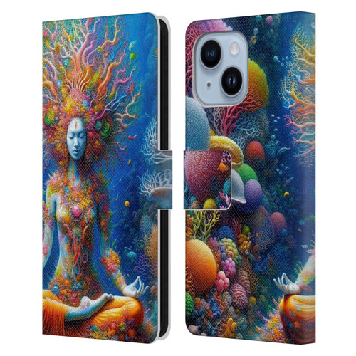 Shambhala Light Visionary Art Ethereal Graphics Colorful Coral Reef Leather Book Wallet Case Cover For Apple iPhone 14 Plus