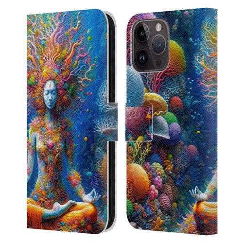 Shambhala Light Visionary Art Ethereal Graphics Colorful Coral Reef Leather Book Wallet Case Cover For Apple iPhone 15 Pro Max