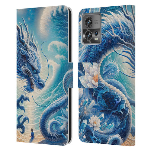 Shambhala Light Visionary Art Ethereal Graphics Blue Dragon Wave Leather Book Wallet Case Cover For Motorola Moto Edge 30 Fusion