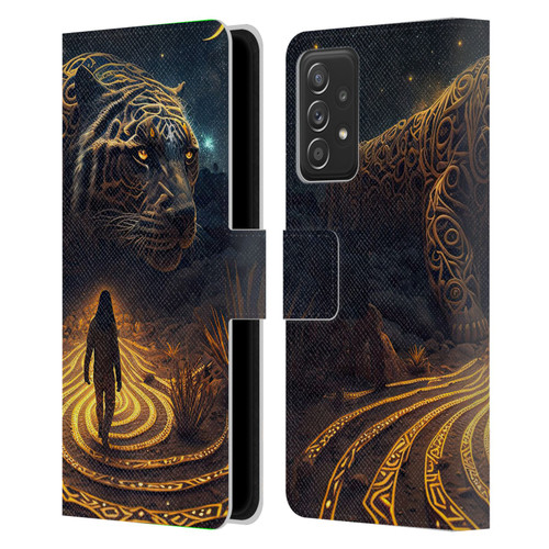 Shambhala Light Visionary Art Ethereal Graphics Big Cat Glow Leather Book Wallet Case Cover For Samsung Galaxy A53 5G (2022)