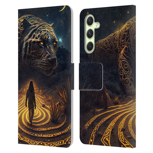 Shambhala Light Visionary Art Ethereal Graphics Big Cat Glow Leather Book Wallet Case Cover For Samsung Galaxy A54 5G