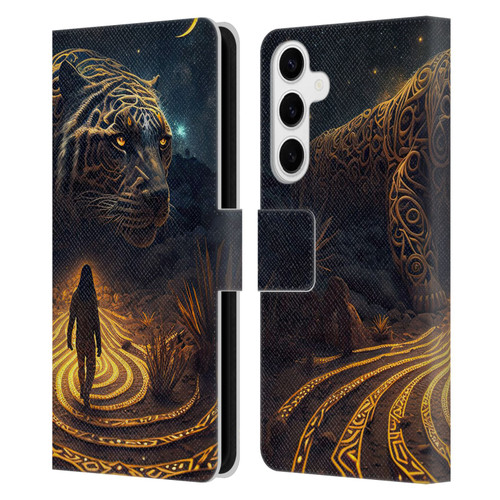 Shambhala Light Visionary Art Ethereal Graphics Big Cat Glow Leather Book Wallet Case Cover For Samsung Galaxy S24+ 5G