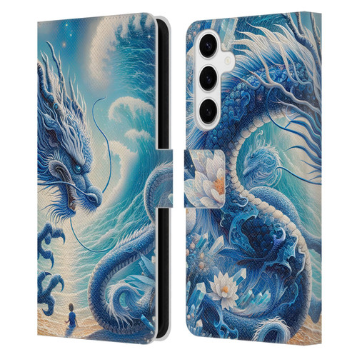 Shambhala Light Visionary Art Ethereal Graphics Blue Dragon Wave Leather Book Wallet Case Cover For Samsung Galaxy S24+ 5G