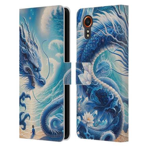 Shambhala Light Visionary Art Ethereal Graphics Blue Dragon Wave Leather Book Wallet Case Cover For Samsung Galaxy Xcover7 5G