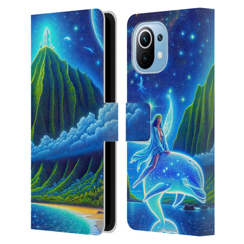 Shambhala Light Visionary Art Ethereal Graphics Dolphins In Dreams Leather Book Wallet Case Cover For Xiaomi Mi 11
