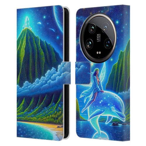 Shambhala Light Visionary Art Ethereal Graphics Dolphins In Dreams Leather Book Wallet Case Cover For Xiaomi 14 Ultra