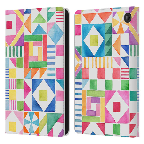 Ninola Colourful Prints Geometric Patchwork Leather Book Wallet Case Cover For Amazon Fire 7 2022
