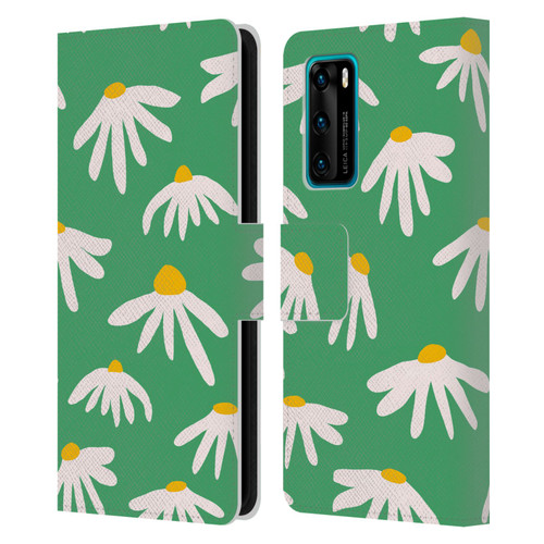 Ninola Colourful Prints Green Daisies Leather Book Wallet Case Cover For Huawei P40 5G