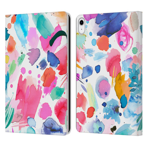 Ninola Colourful Prints Pink Scribbles Leather Book Wallet Case Cover For Apple iPad 10.9 2022/2025