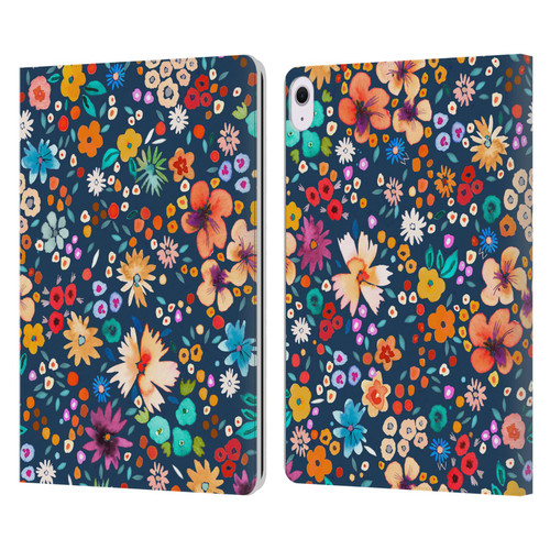 Ninola Colourful Prints Blue Floral Leather Book Wallet Case Cover For Apple iPad Air 13 2024
