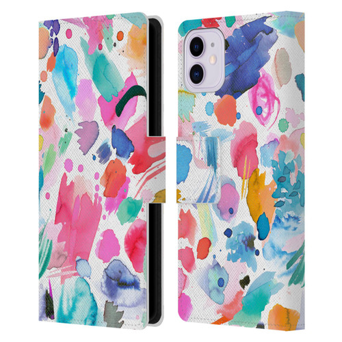 Ninola Colourful Prints Pink Scribbles Leather Book Wallet Case Cover For Apple iPhone 11