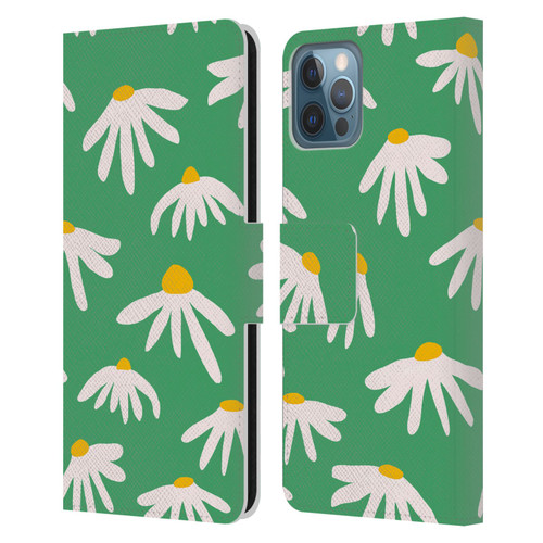 Ninola Colourful Prints Green Daisies Leather Book Wallet Case Cover For Apple iPhone 12 / iPhone 12 Pro