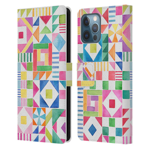 Ninola Colourful Prints Geometric Patchwork Leather Book Wallet Case Cover For Apple iPhone 12 Pro Max
