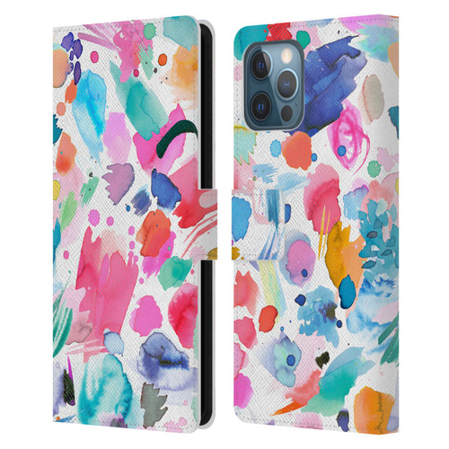 Ninola Colourful Prints Pink Scribbles Leather Book Wallet Case Cover For Apple iPhone 12 Pro Max