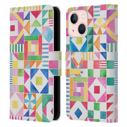 Ninola Colourful Prints Geometric Patchwork Leather Book Wallet Case Cover For Apple iPhone 13 Mini
