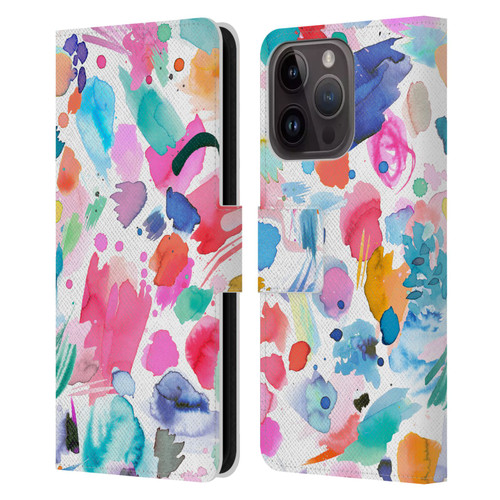 Ninola Colourful Prints Pink Scribbles Leather Book Wallet Case Cover For Apple iPhone 15 Pro