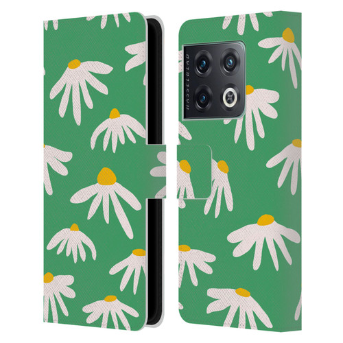 Ninola Colourful Prints Green Daisies Leather Book Wallet Case Cover For OnePlus 10 Pro