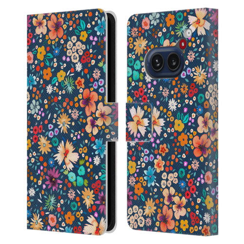 Ninola Colourful Prints Blue Floral Leather Book Wallet Case Cover For Nothing Phone (2a)