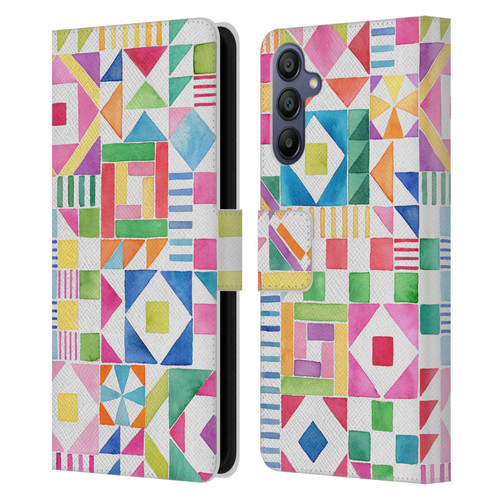 Ninola Colourful Prints Geometric Patchwork Leather Book Wallet Case Cover For Samsung Galaxy A15
