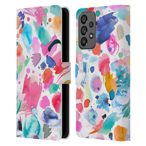 Ninola Colourful Prints Pink Scribbles Leather Book Wallet Case Cover For Samsung Galaxy A73 5G (2022)