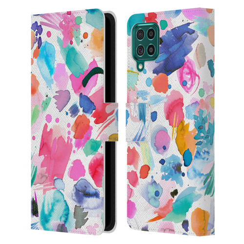 Ninola Colourful Prints Pink Scribbles Leather Book Wallet Case Cover For Samsung Galaxy F62 (2021)