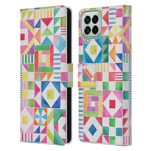 Ninola Colourful Prints Geometric Patchwork Leather Book Wallet Case Cover For Samsung Galaxy M33 (2022)
