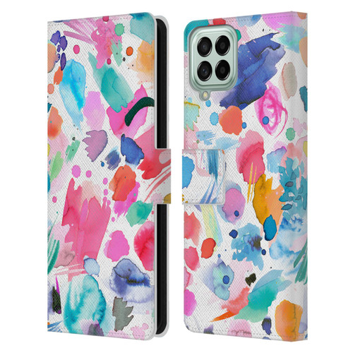 Ninola Colourful Prints Pink Scribbles Leather Book Wallet Case Cover For Samsung Galaxy M33 (2022)