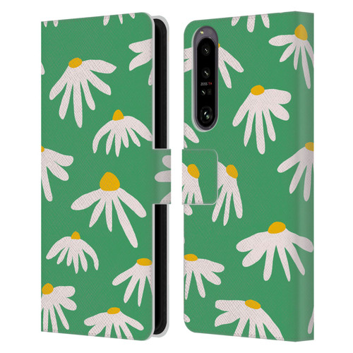 Ninola Colourful Prints Green Daisies Leather Book Wallet Case Cover For Sony Xperia 1 IV