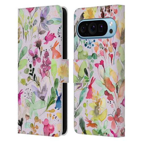 Ninola Flower Patterns Meadow Leather Book Wallet Case Cover For Google Pixel 9 / Pixel 9 Pro