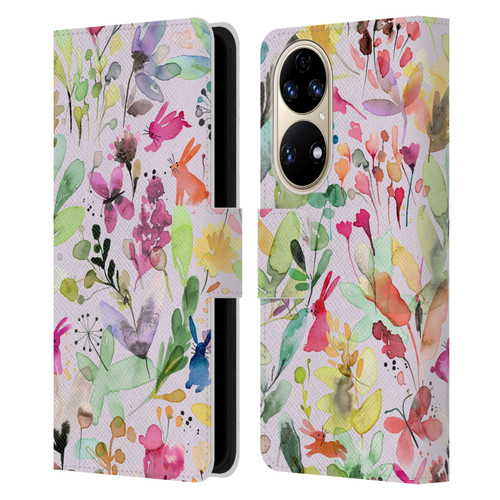 Ninola Flower Patterns Meadow Leather Book Wallet Case Cover For Huawei P50