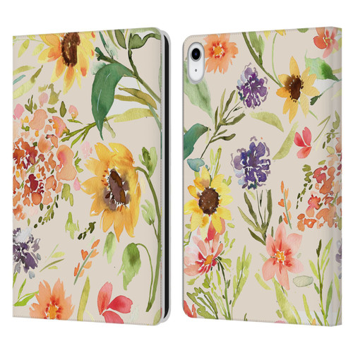 Ninola Flower Patterns Sunflower Plants Autumn Leather Book Wallet Case Cover For Apple iPad 10.9 (2022)
