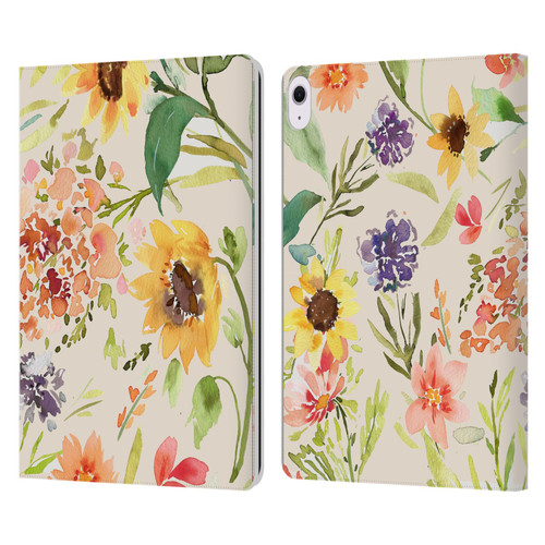 Ninola Flower Patterns Sunflower Plants Autumn Leather Book Wallet Case Cover For Apple iPad Air 13 2024