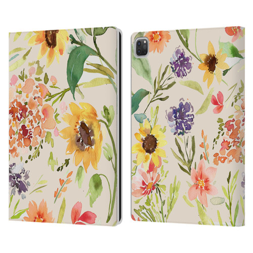Ninola Flower Patterns Sunflower Plants Autumn Leather Book Wallet Case Cover For Apple iPad Pro 13 M4 2024