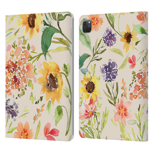 Ninola Flower Patterns Sunflower Plants Autumn Leather Book Wallet Case Cover For Apple iPad Pro 11 2020 / 2021 / 2022
