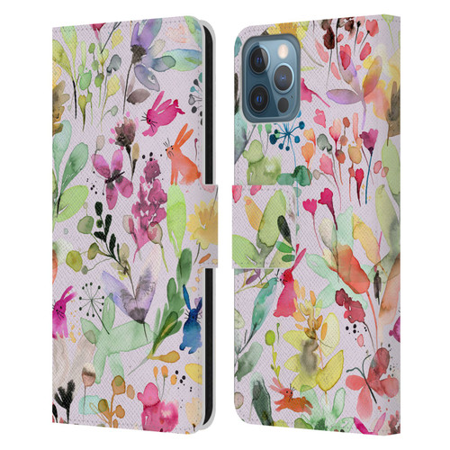 Ninola Flower Patterns Meadow Leather Book Wallet Case Cover For Apple iPhone 12 / iPhone 12 Pro