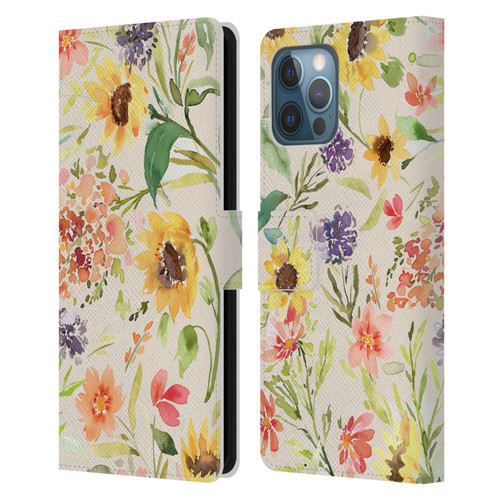 Ninola Flower Patterns Sunflower Plants Autumn Leather Book Wallet Case Cover For Apple iPhone 12 Pro Max
