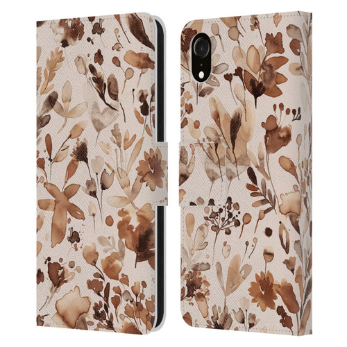 Ninola Flower Patterns Rustic Floral Terracotta Leather Book Wallet Case Cover For Apple iPhone XR