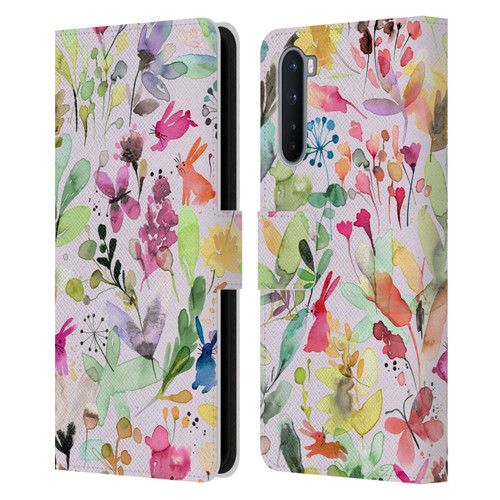Ninola Flower Patterns Meadow Leather Book Wallet Case Cover For OnePlus Nord 5G