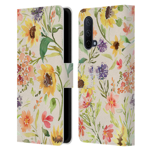 Ninola Flower Patterns Sunflower Plants Autumn Leather Book Wallet Case Cover For OnePlus Nord CE 5G