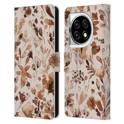 Ninola Flower Patterns Rustic Floral Terracotta Leather Book Wallet Case Cover For OPPO OnePlus Ace 3 5G